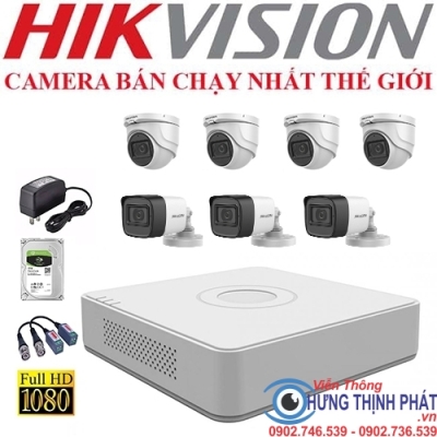 TRỌN BỘ 7 CAMERA QUAN SÁT HIKVISON 2.0 MPX CÓ ÂM THANH